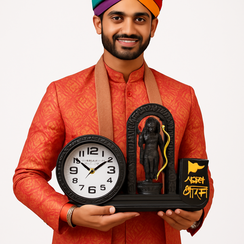 Ram Lala Clock With Pen Holder
