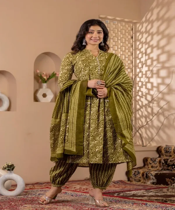 Cotton Maternity Kurta Pant Dupatta Set