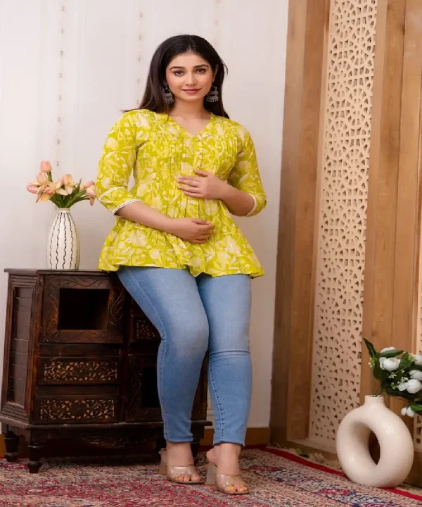 Cotton Neon Butti Printed Maternity Top