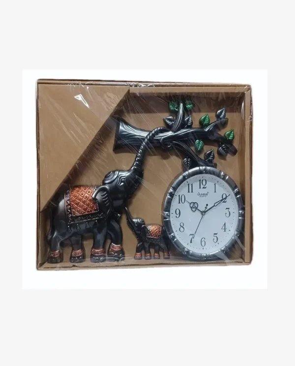 Plastic Sunray Quartz Elephant Analog Wall Clock