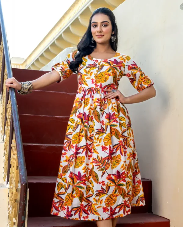 Phool Baag Cotton Printed Dress (Multicolour)