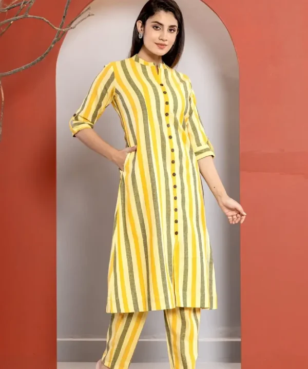 CLASSIC SOUTH COTTON A-LINE KUTI PANT SET (YELLOW)