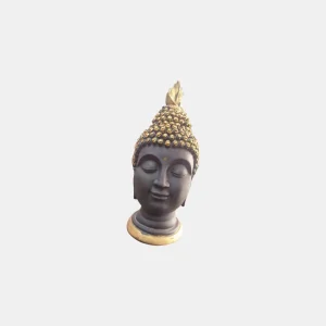 Bring serenity and positive vibes into your home with this beautifully crafted Black & Gold Buddha Head Showpiece from Pitstop Mart. This elegant decorative piece features a peaceful expression and intricate detailing, especially in the gold-finished curls and topknot. Made from durable material with a matte black finish and highlighted with golden accents, it adds a spiritual and aesthetic charm to any room.