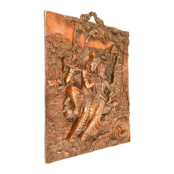 Give a spiritual transformation to your living room with this beautiful wall hanging of Radha Krishna on a swing (Jhula) which is completely handcrafted with precision and creative imagination of our skilled and experienced craftsmen. The unique union between Radha Krishna is the embodiment of true love and devotion connecting human soul with the divine God