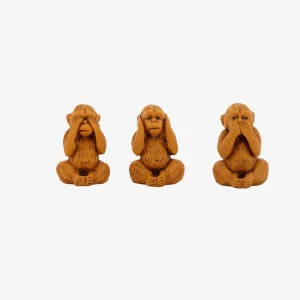 3 Piece Monkey Statues. Being a pictorial epigram, three wise monkeys have come to be the epitome of age old wisdom. For that reason, this set will find a worthy welcome in any contemporary home setting.
