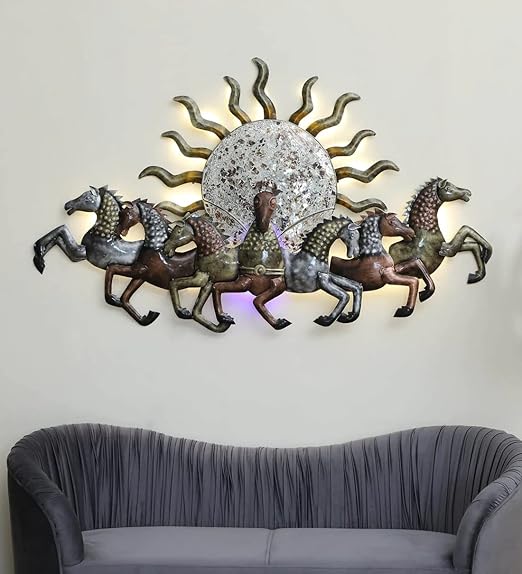 LED Hand Wall Art with 7 Sun Horses