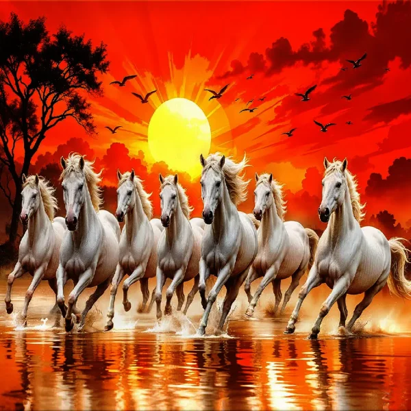 Usage: Running horses wall decor is perfect for home decor, wall decoration. 7 Horses Paintings for living room, stairs, bed room, dining room, office, hotel, office, bar, gym, for gifting etc. Great for hostels & study room, classrooms & corridors as well as shops & cafes.
