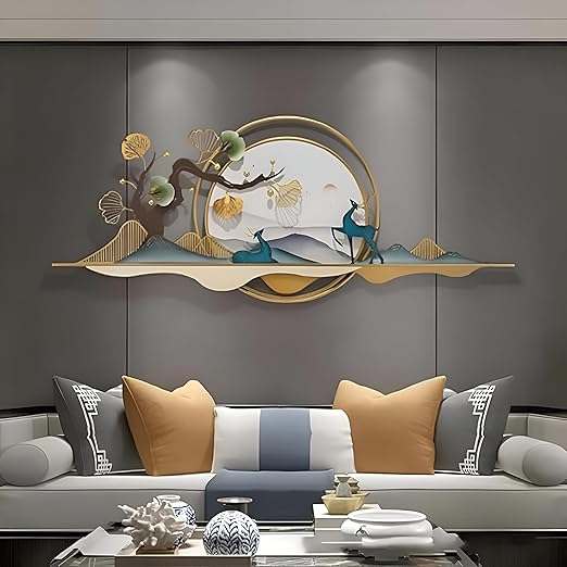 Decorian Metal Iron Tree with Deer on Mount Wall Art