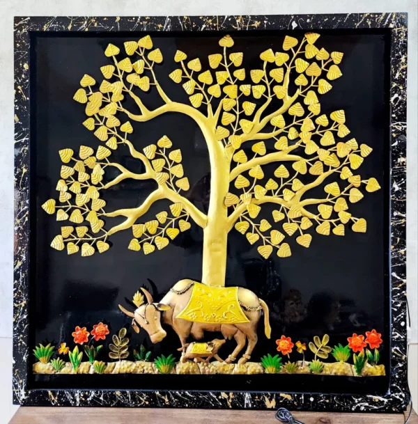 LED Kamdhenu Metal Wall Art