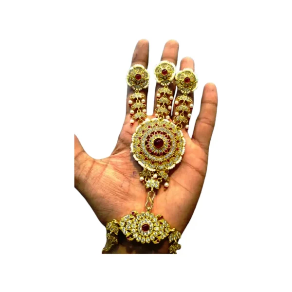 trending Hathphool collection, inspired by royal Indian traditions and modern fashion. Each piece is beautifully handcrafted, featuring intricate detailing, premium stones, pearls, and gold-plated finishing — perfect for brides, festive occasions, and party looks.