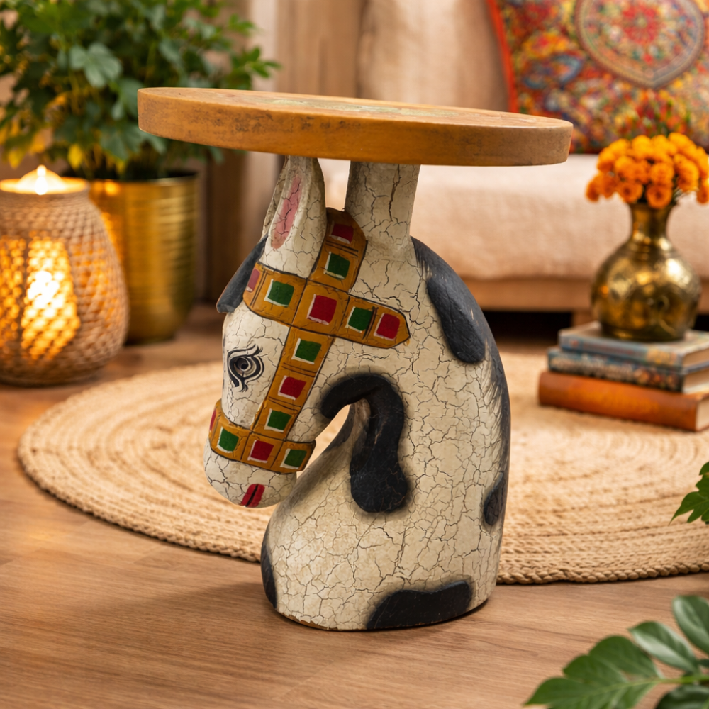 Handcrafted Wooden Horse Stool (8 Inch)