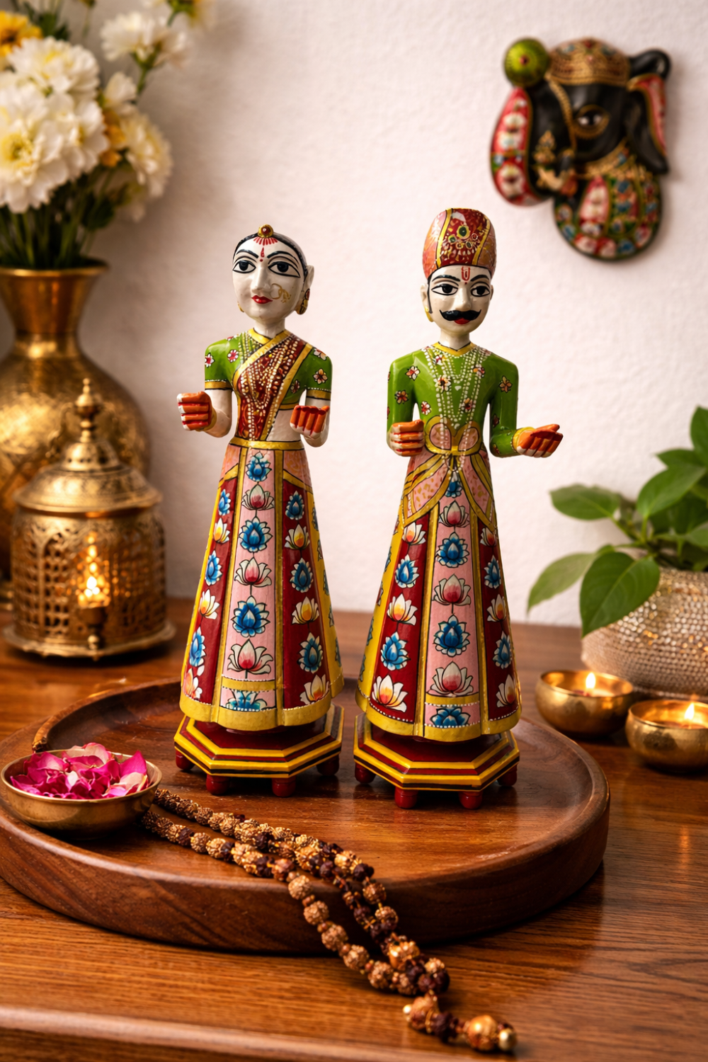 Rajasthani Wooden Gangaur Idol Set – Isar & Gangor