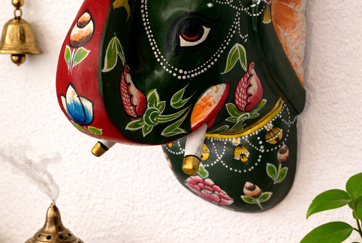 Wooden Elephant Head Wall Décor – 4 Inch