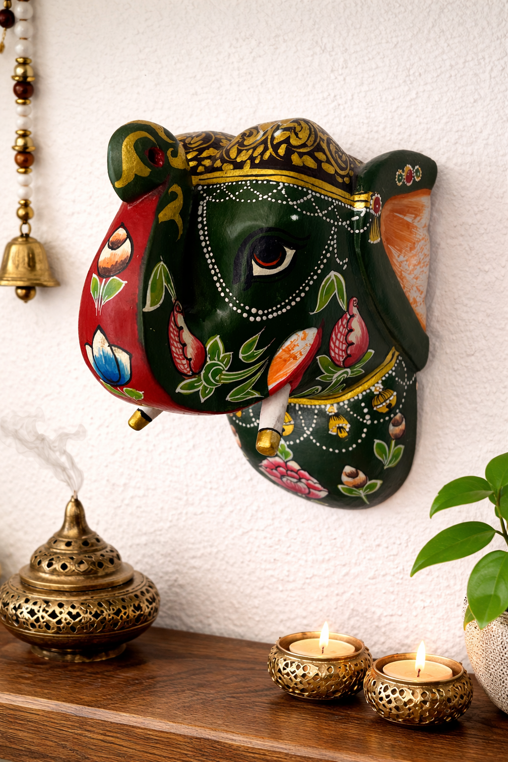 Wooden Elephant Head Wall Décor – 4 Inch