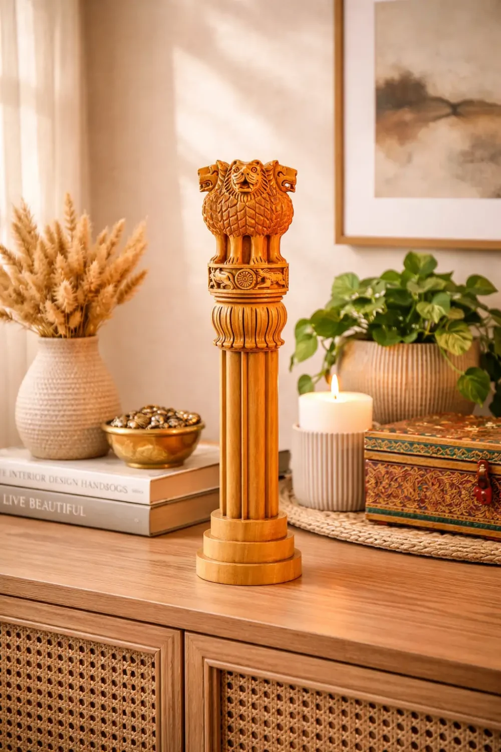 Wooden Ashoka Stambh 6 Inch